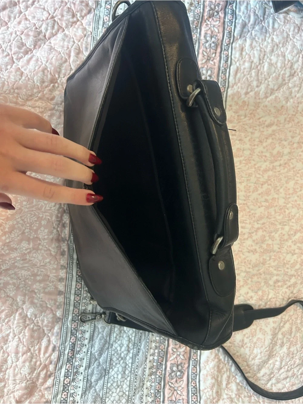 Kenneth Cole Black Leather Laptop Briefcase